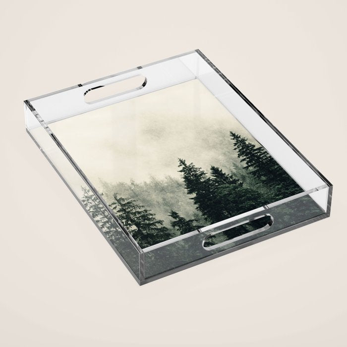 Thick pine forest in the descending mist Acrylic Tray Gallery Image 1