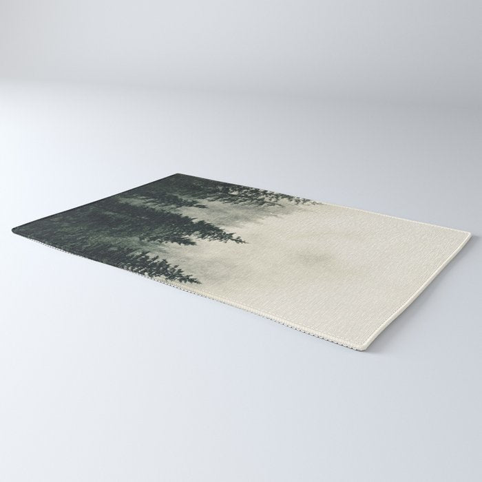 Thick pine forest in the descending mist Rug Gallery Image 3