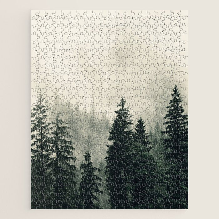 Thick pine forest in the descending mist Jigsaw Puzzle Gallery Image 1