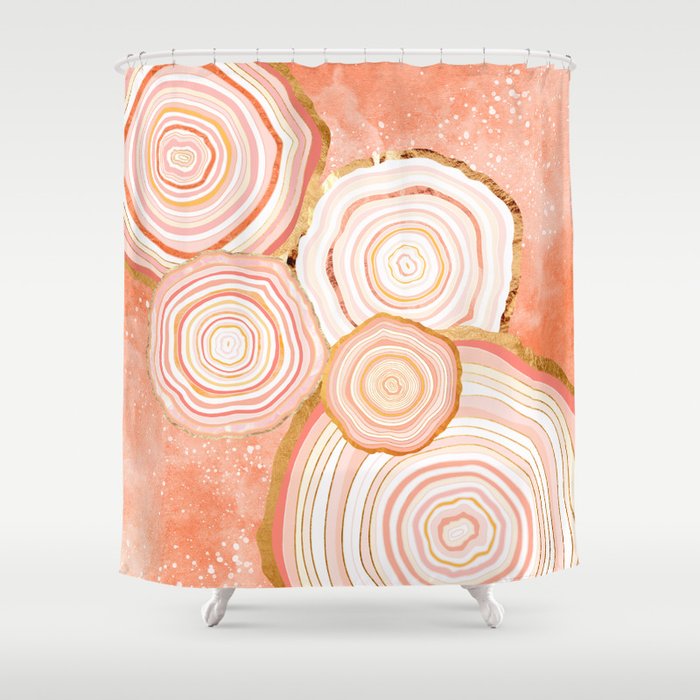 Coral Agate Abstract Shower Curtain Gallery Image 1