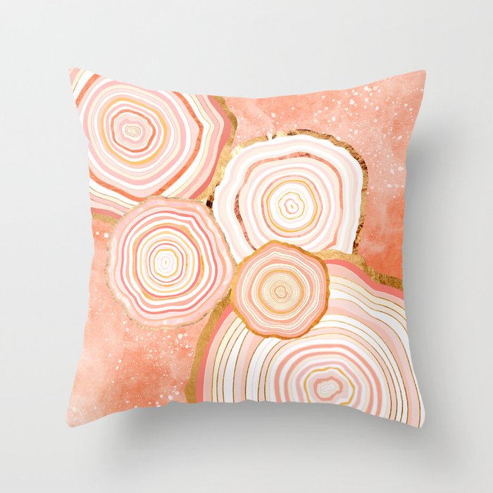 Coral Agate Abstract Throw Pillow Gallery Image 1