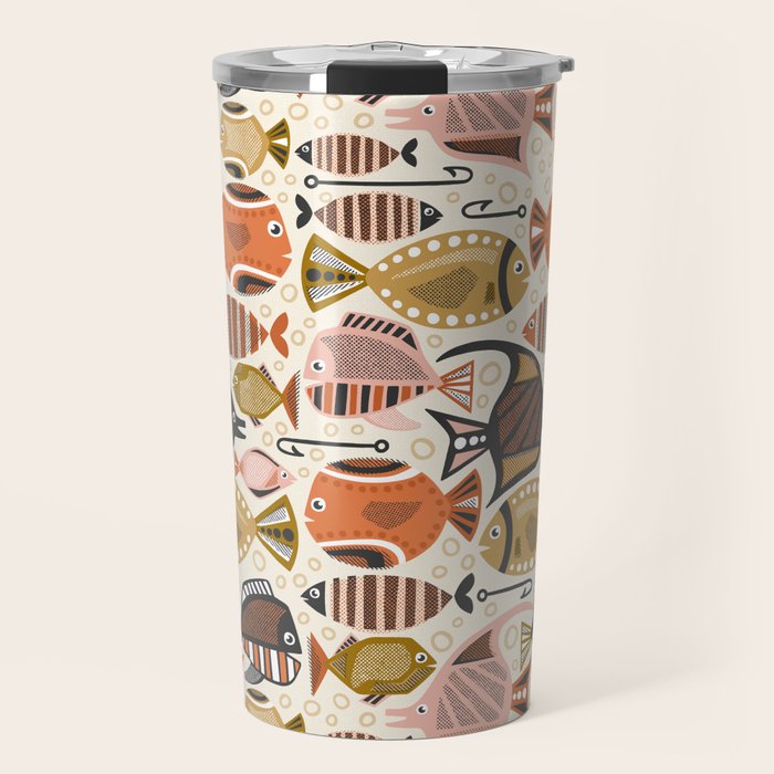Mid Mod Deep Sea Fishing Ivory Travel Mug Gallery Image 1