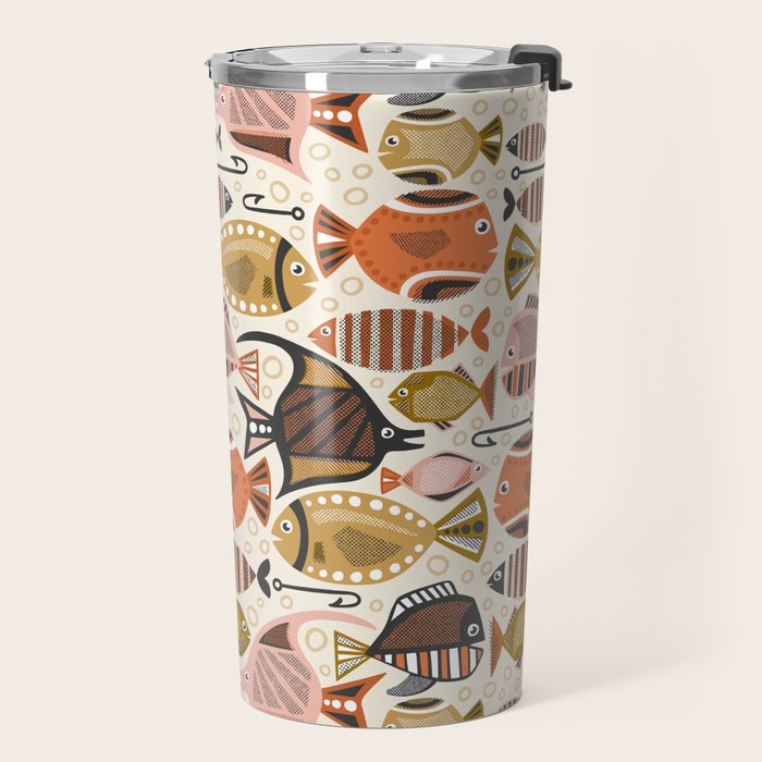 Mid Mod Deep Sea Fishing Ivory Travel Mug Gallery Image 2