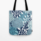 Garden Florals, Navy, Blue, Teal Tote Bag Gallery Image 1