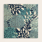 Garden Florals, Navy, Blue, Teal Wood Wall Art Gallery Image 1