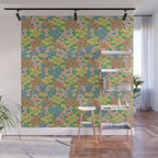 Bright Colorful Floral Meadow with Bees Wall Mural Gallery Image 1