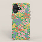 Bright Colorful Floral Meadow with Bees iPhone Case Gallery Image 1
