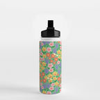 Bright Colorful Floral Meadow with Bees Water Bottle Gallery Image 2