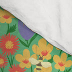 Bright Colorful Floral Meadow with Bees Comforter Gallery Image 4