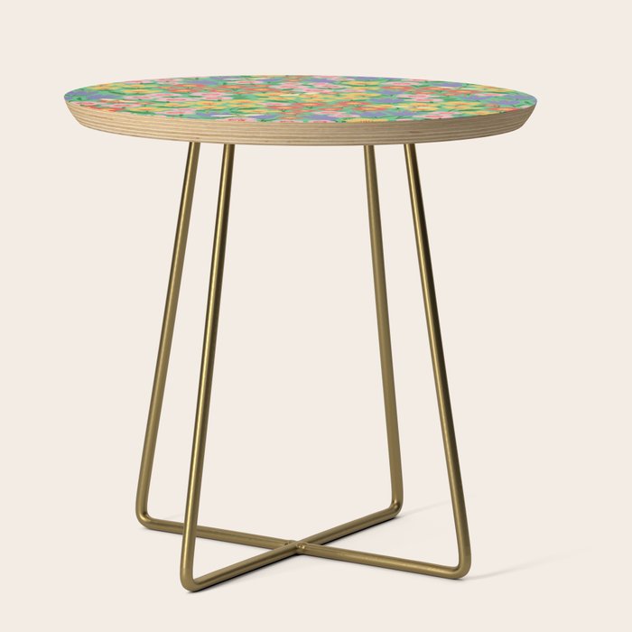 Bright Colorful Floral Meadow with Bees Side Table Gallery Image 1