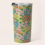 Bright Colorful Floral Meadow with Bees Travel Mug Gallery Image 3