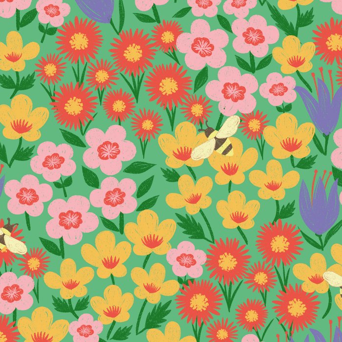 Bright Colorful Floral Meadow with Bees Coffee Mug Gallery Image 2