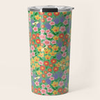 Bright Colorful Floral Meadow with Bees Travel Mug Gallery Image 1