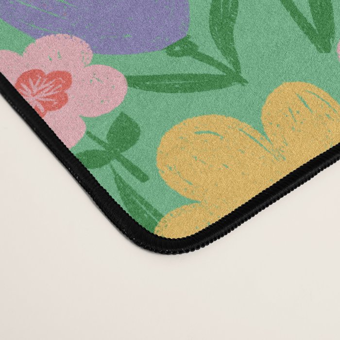 Bright Colorful Floral Meadow with Bees Desk Mat Gallery Image 4