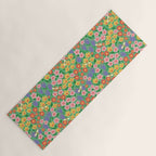 Bright Colorful Floral Meadow with Bees Yoga Mat Gallery Image 1