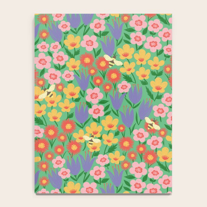 Bright Colorful Floral Meadow with Bees Notebook Gallery Image 4