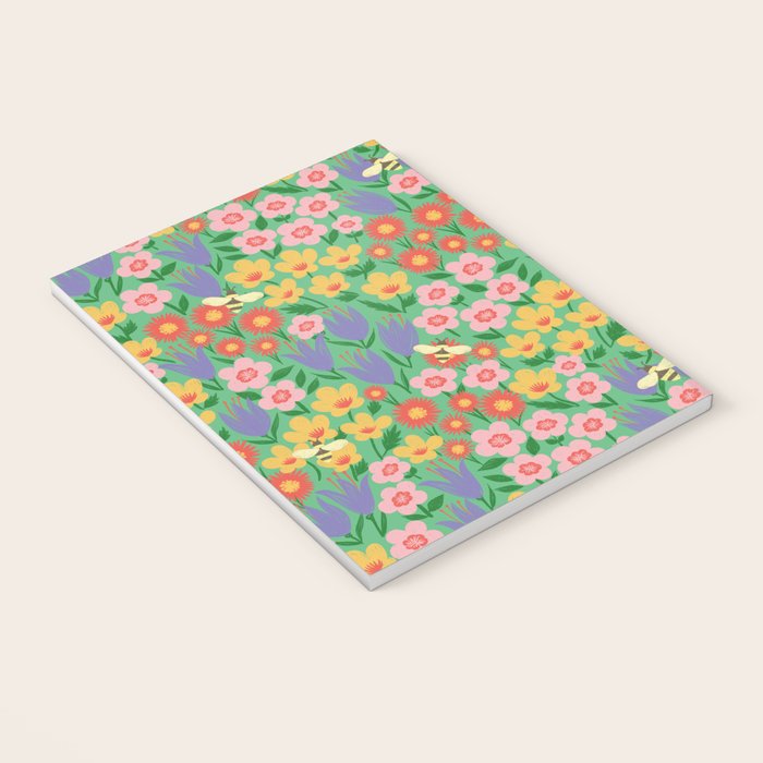 Bright Colorful Floral Meadow with Bees Notebook Gallery Image 3