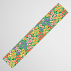 Bright Colorful Floral Meadow with Bees Table Runner Gallery Image 3
