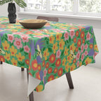 Bright Colorful Floral Meadow with Bees Tablecloth Gallery Image 3