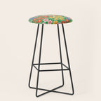 Bright Colorful Floral Meadow with Bees Stool Gallery Image 1