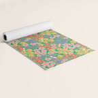 Bright Colorful Floral Meadow with Bees Yoga Mat Gallery Image 2
