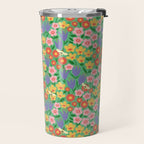 Bright Colorful Floral Meadow with Bees Travel Mug Gallery Image 2