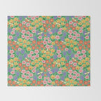 Bright Colorful Floral Meadow with Bees Throw Blanket Gallery Image 2