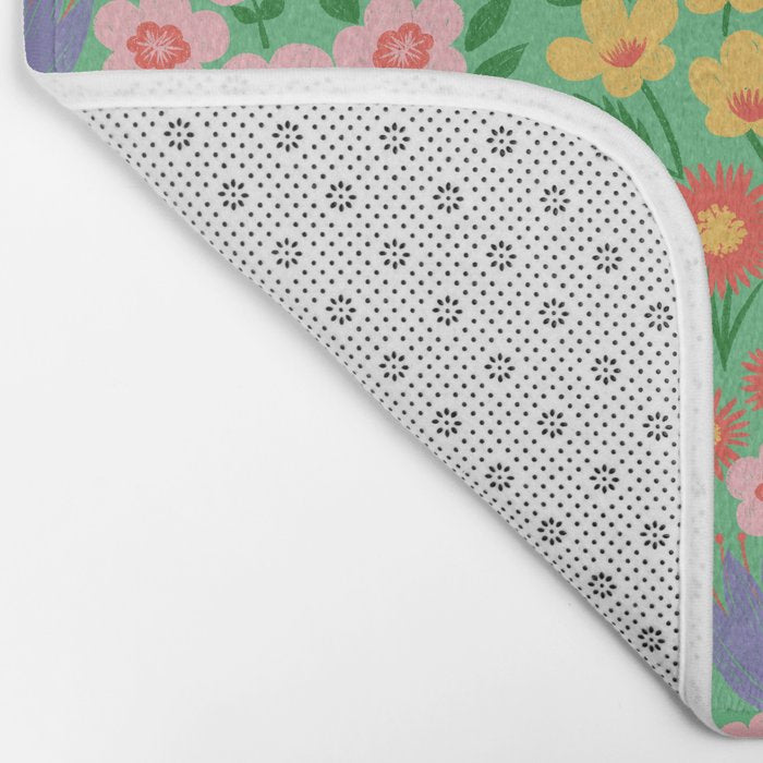 Bright Colorful Floral Meadow with Bees Bath Mat Gallery Image 2