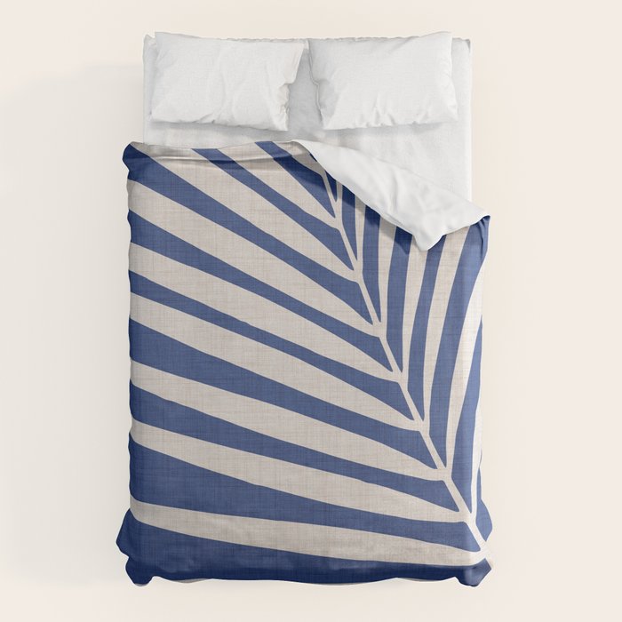 Indigo Palm Minimal Botanical Duvet Cover Gallery Image 1
