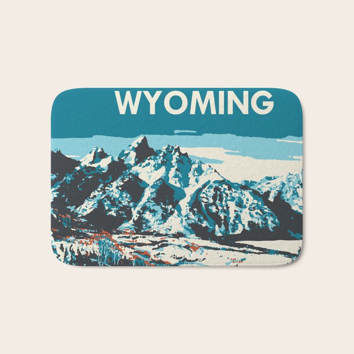Ski Jackson Hole Wyoming Vintage Ski Poster Bath Mat Gallery Image 1