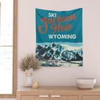 Ski Jackson Hole Wyoming Vintage Ski Poster Wall Tapestry Gallery Image 2