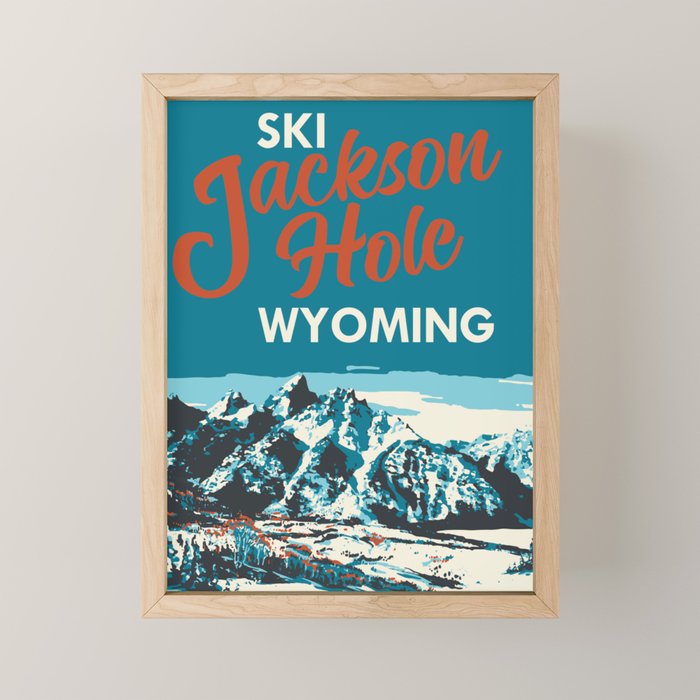 Ski Jackson Hole Wyoming Vintage Ski Poster Mini Art Print Gallery Image 1