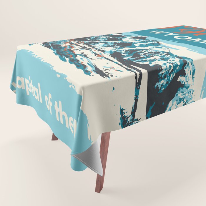 Ski Jackson Hole Wyoming Vintage Ski Poster Tablecloth Gallery Image 1