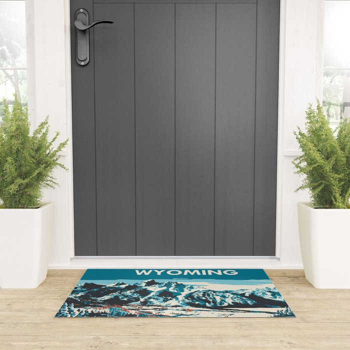 Ski Jackson Hole Wyoming Vintage Ski Poster Welcome Mat Gallery Image 3