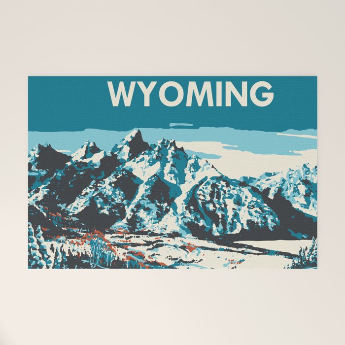 Ski Jackson Hole Wyoming Vintage Ski Poster Welcome Mat Gallery Image 1