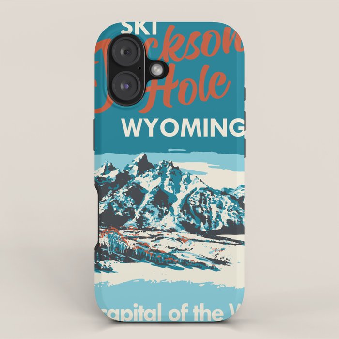 Ski Jackson Hole Wyoming Vintage Ski Poster iPhone Case Gallery Image 1