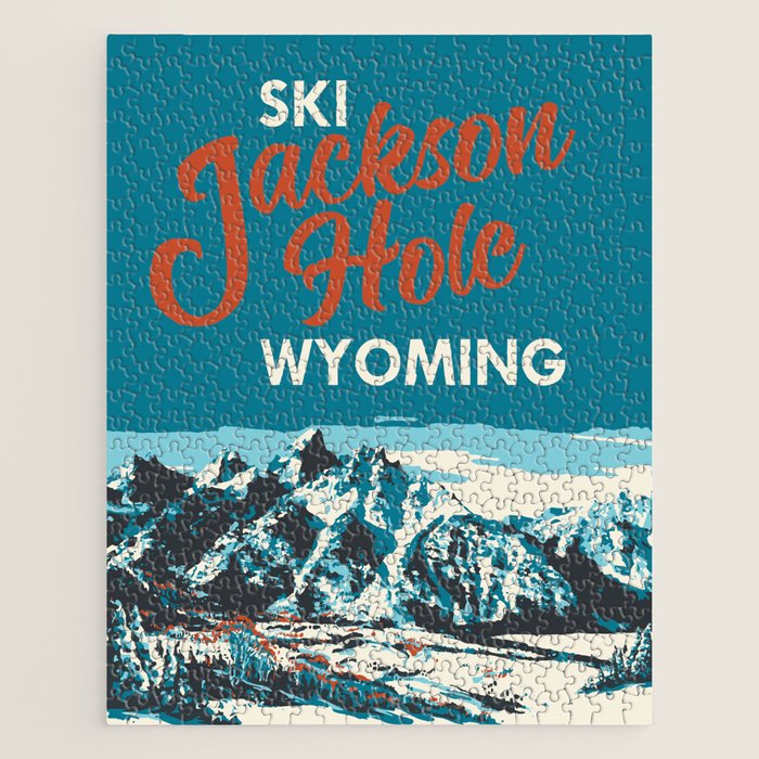 Ski Jackson Hole Wyoming Vintage Ski Poster Jigsaw Puzzle Gallery Image 1