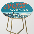 Ski Jackson Hole Wyoming Vintage Ski Poster Side Table Gallery Image 2
