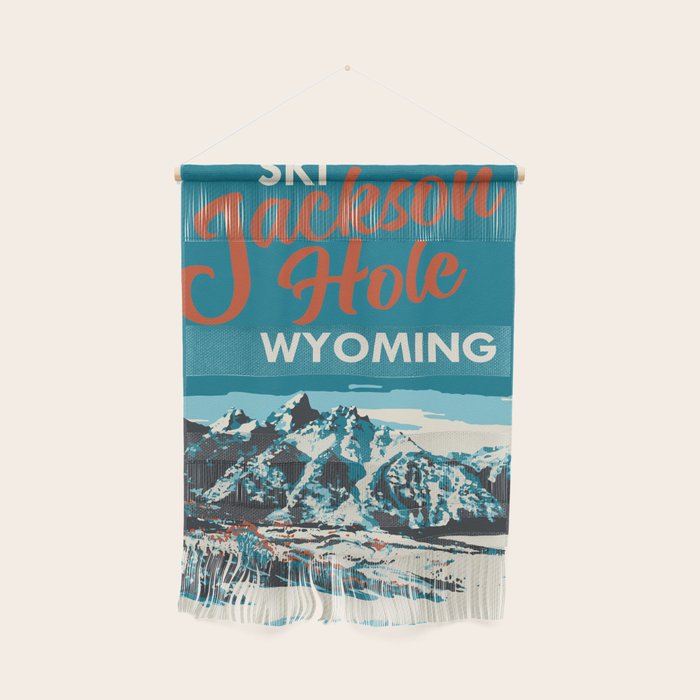Ski Jackson Hole Wyoming Vintage Ski Poster Wall Hanging Gallery Image 1
