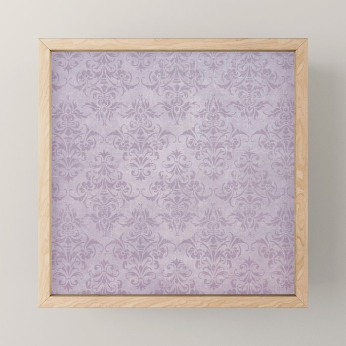 Vintage chic violet lilac floral damask pattern Mini Art Print Gallery Image 1