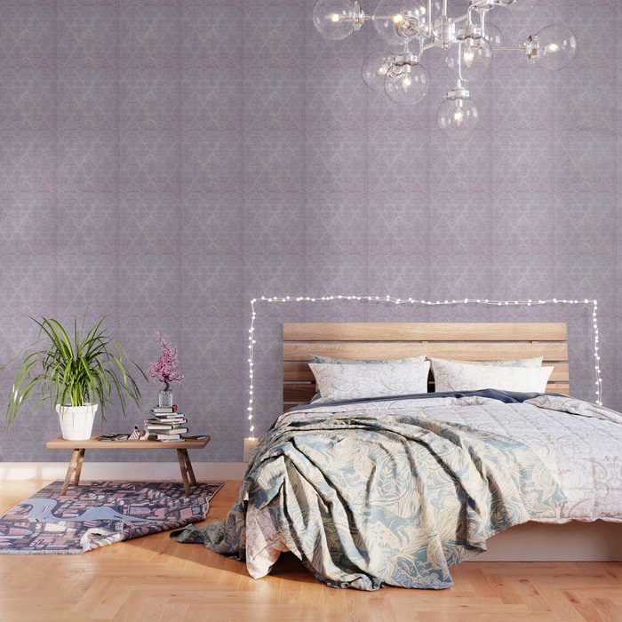 Vintage chic violet lilac floral damask pattern Wallpaper Gallery Image 3
