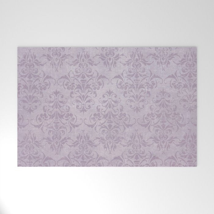 Vintage chic violet lilac floral damask pattern Welcome Mat Gallery Image 1