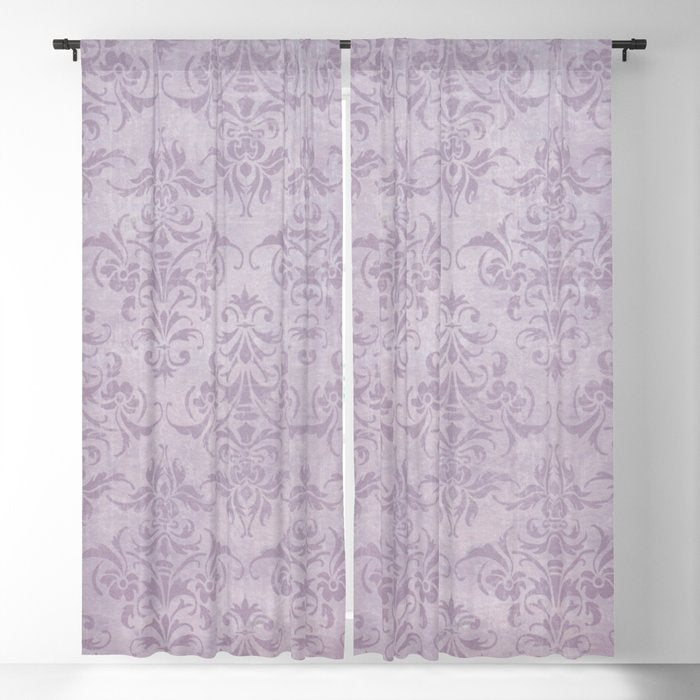 Vintage chic violet lilac floral damask pattern Window Curtain Gallery Image 5