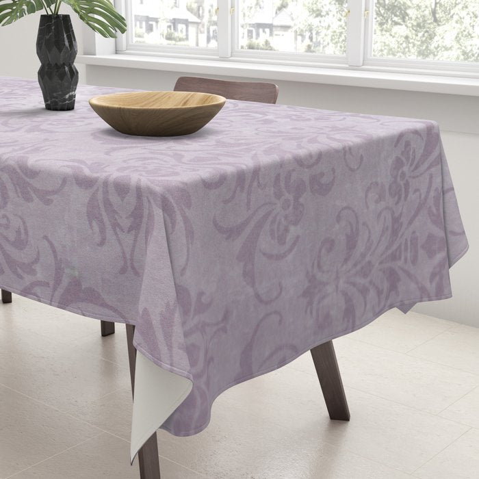 Vintage chic violet lilac floral damask pattern Tablecloth Gallery Image 3