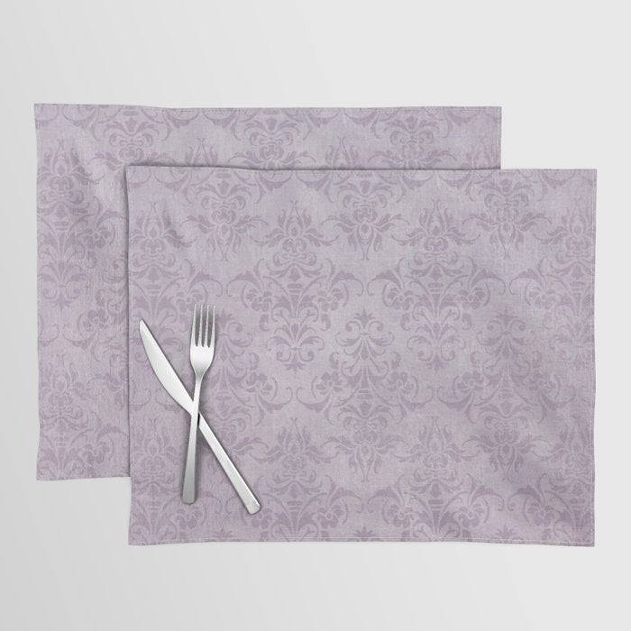 Vintage chic violet lilac floral damask pattern Placemat Gallery Image 1