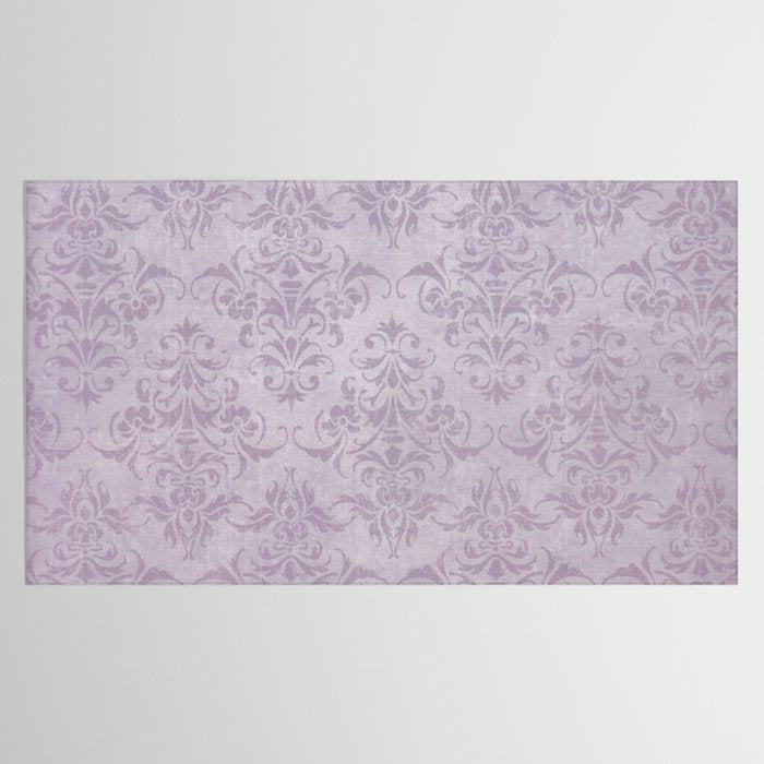 Vintage chic violet lilac floral damask pattern Tablecloth Gallery Image 2