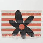 Joyful Flower and Stripes Floral Black Orange Cream Wall Hanging Gallery Image 1