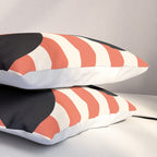 Joyful Flower and Stripes Floral Black Orange Cream Pillow Sham Gallery Image 3