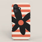 Joyful Flower and Stripes Floral Black Orange Cream iPhone Case Gallery Image 1