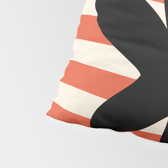Joyful Flower and Stripes Floral Black Orange Cream Pillow Sham Gallery Image 4